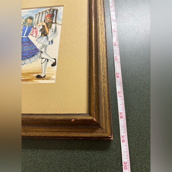 Vintage Greek dance inspired silk embroidered wood framed postcards by Isabel - Picture 11 of 12